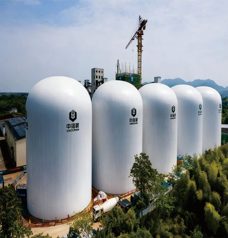 Gas film grain silo